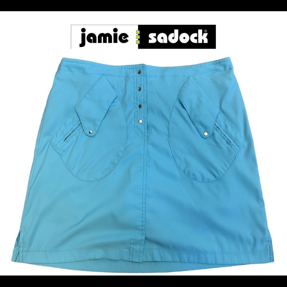 Jamie Sadock Blue button front golf tennis skirt skort Sz 6